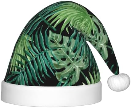 Transparent Palm Leaf Print Santa Hat for Christmas Party