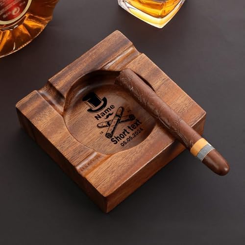 Personalized Wood Cigar Ashtray for Men