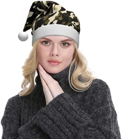 Camouflage Santa Plush Christmas Hat for Adults