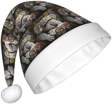 Sleeping Koala Christmas Santa Hat Plush Funny Adult Party Hat