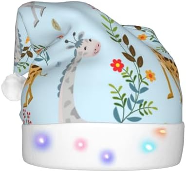 QINZHENG Cute Giraffe Flowers Santa Hat with LED Lights