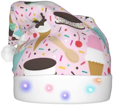 Sweet Ice Cream Santa Hat Plush Light Up Holiday Headwear