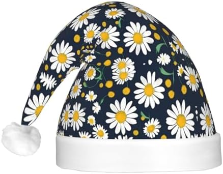 Floral Daisies Print LED Christmas Santa Hat for Adults