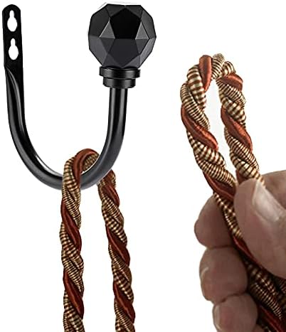 Sumnacon 2Pcs Metal Curtain Holdbacks - Black Wall Mount Holdbacks