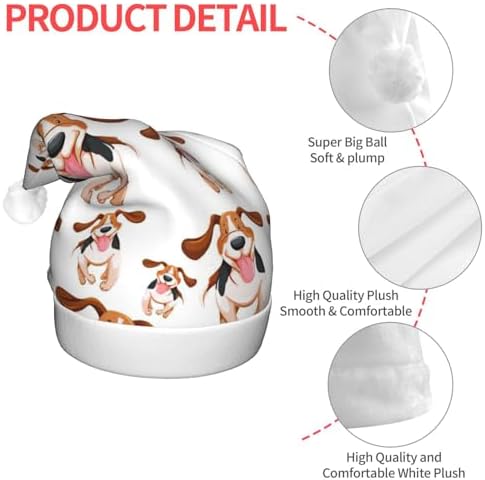 Cartoon Pug Print Light Up Santa Hat For Adults