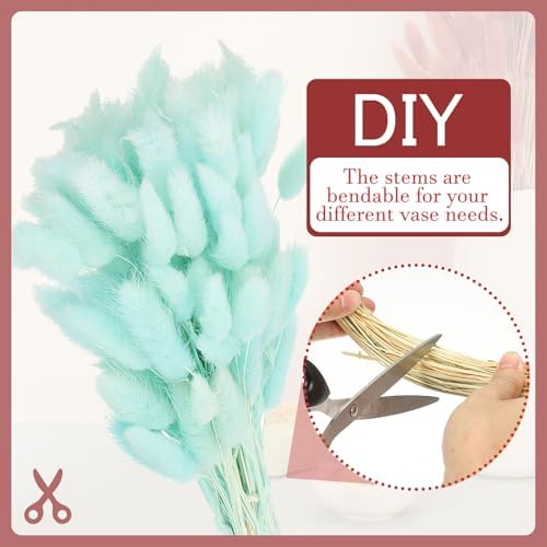 PATIKIL 157in Light Blue Bunny Tails Dried Flowers Decor