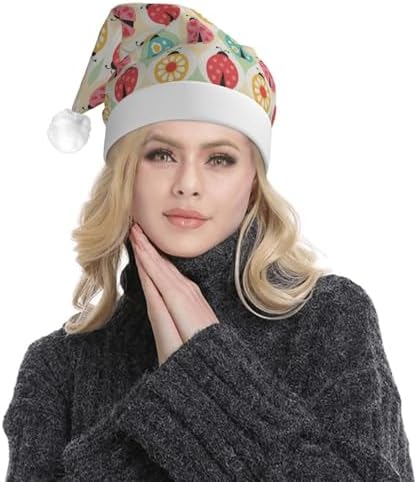 Ladybugs Cartoon Christmas Santa Hat Plush Light Up for Adults