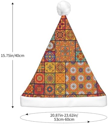 Moroccan Geometric Print Light Up Santa Hat Plush Set for Adults