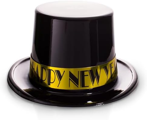 Windy City Novelties Black Gold New Year Top Hat 2025