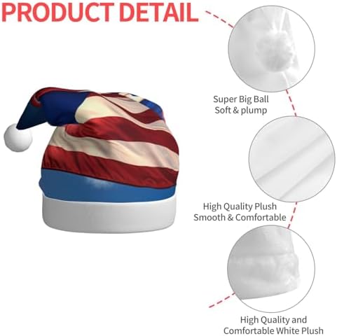 QINZHENG Personalized Santa Hat with Puerto Rico Wallpaper Flag Design