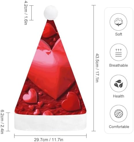 Christmas Santa Hat with Hearts for Adults