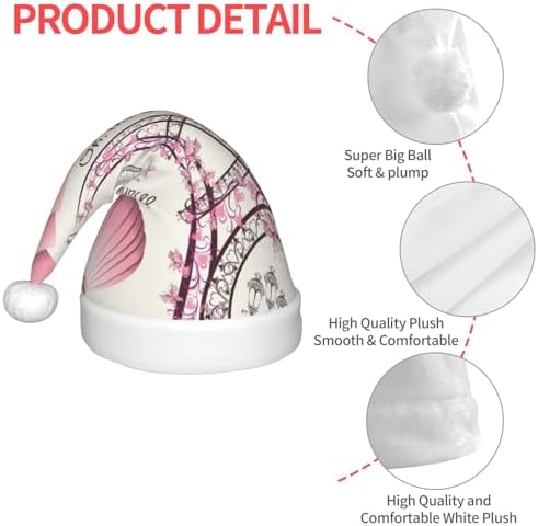 Dog and Paris Towe Print Christmas Santa Hat Small Size