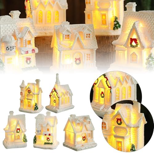 LuxeOne Christmas Village Houses with LED Lights