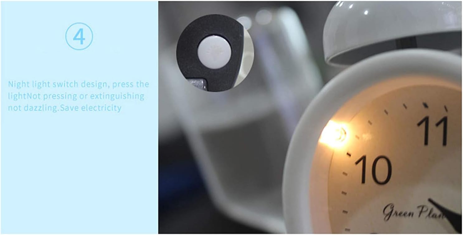 SweetMmj Metal Silent Alarm Clock with Night Light