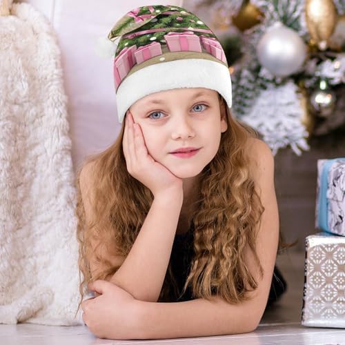 Pink Santa Hat Christmas Party Headwear for Adults