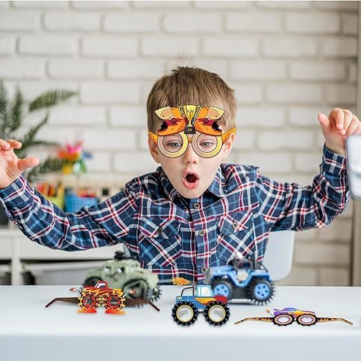 Monster Truck Themed Paper Glasses for Party Decorations