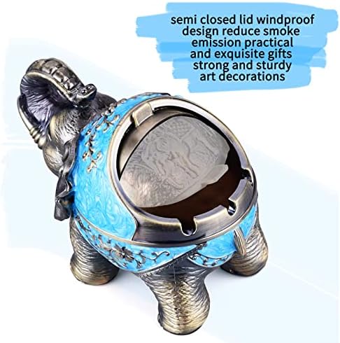 LAUYOO Stand Elephant Windproof Ashtray with Lid