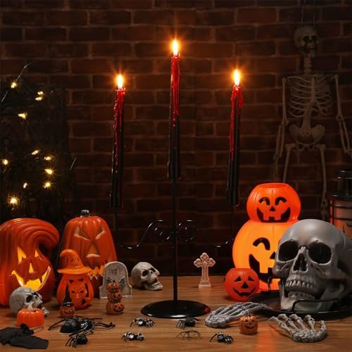3 Arms Halloween Candelabra with 3 Bleeding Candles
