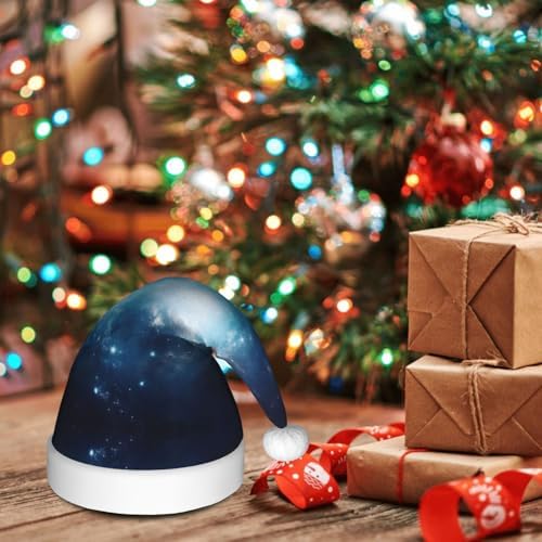 Galaxy Print Christmas Santa Hat Plush Funny for Adults