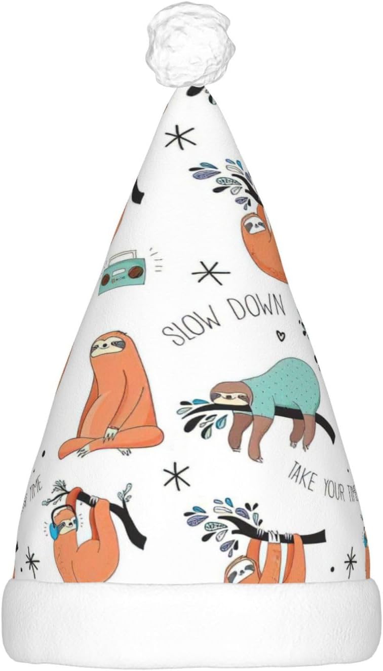 QINZHENG LED Brown Sloth Santa Halloween Hat