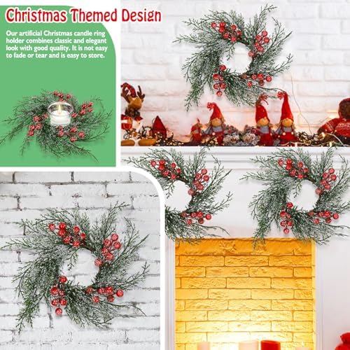 6 Pcs Christmas Candle Rings Wreath Holder