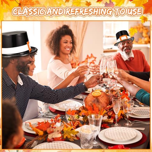 Liliful 4 Pcs Thanksgiving Pilgrim Hats Costume Accessory for Adults