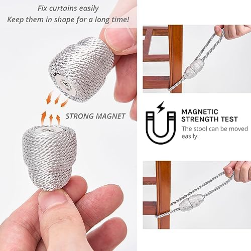 NICEEC 2 Pack Magnetic Curtain Holdbacks Grey