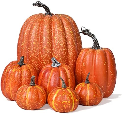 DearHouse 7Pcs Artificial Pumpkin Fall Decor Set