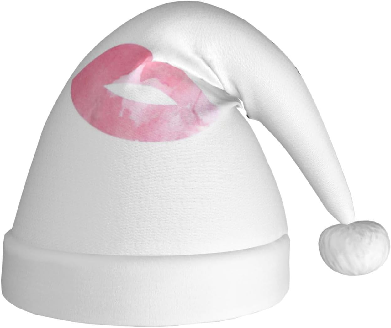 Personalized Santa Hat with Eyelash Lip White Print for Women