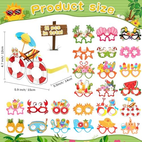 48 Pcs Luau Hawaiian Party Sunglasses Headbands for Adults