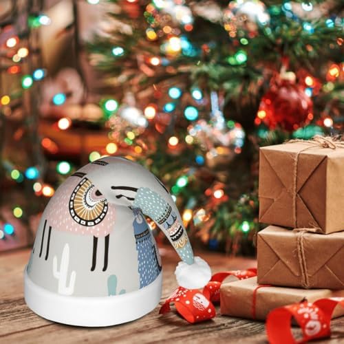 Qin Zhen Llama Cactus Print LED Christmas Hat for Adults