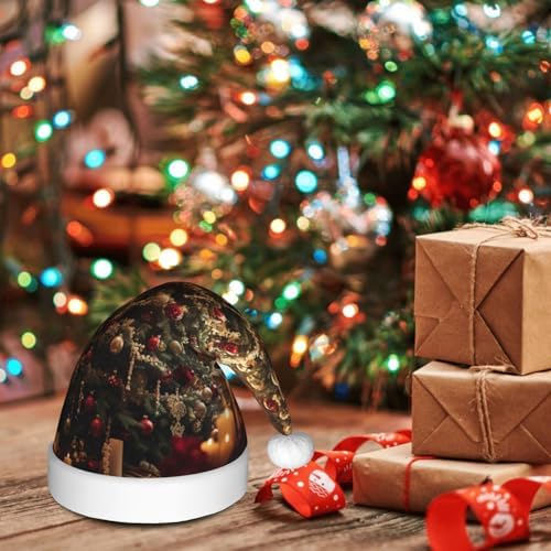 QINZHENG Personalized Santa Hat with Christmas Tree Print