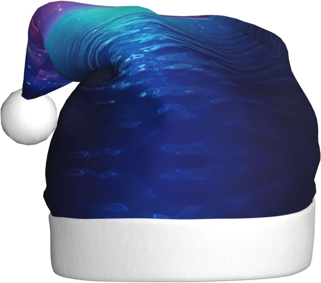 HD Pretty Galaxy Print Christmas Santa Hat Plush for Adults