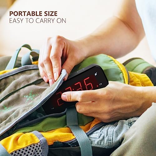 Small Digital Travel Alarm Clock with Snooze and Adjustable Brightness