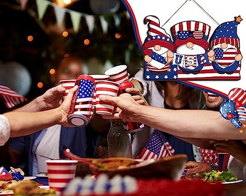 4th of July Wooden Flag Wall Sign with Rope