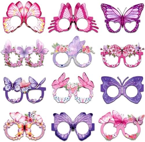 24 Pcs Spring Butterfly Paper Eyeglasses Party Props