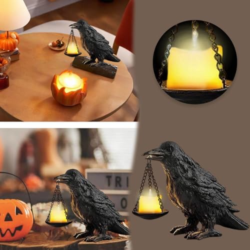 Gothic Crow Candle Holder Halloween Decor