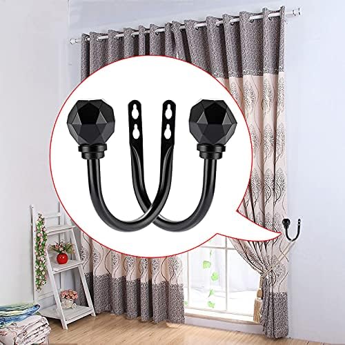 Sumnacon 2Pcs Metal Curtain Holdbacks - Black Wall Mount Holdbacks
