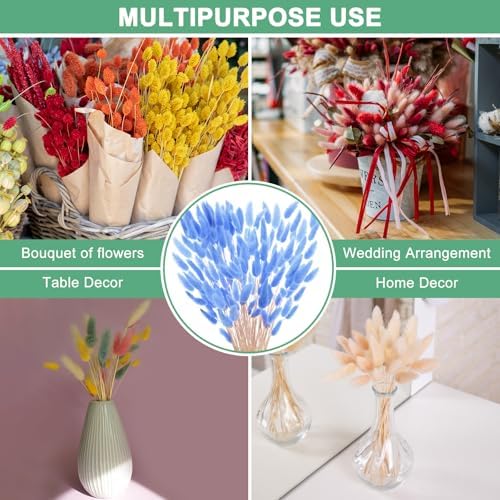 120-Pack Bright Blue Bunny Tail Grass Decor