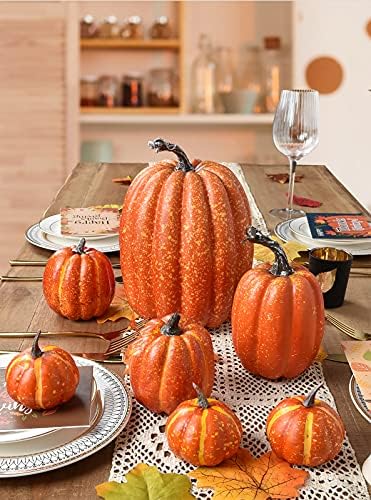 DearHouse 7Pcs Artificial Pumpkin Fall Decor Set