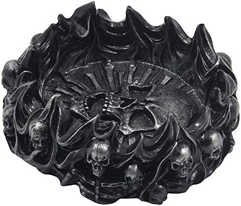 Spooky Skulls and Crossbones Flame Ashtray Decor
