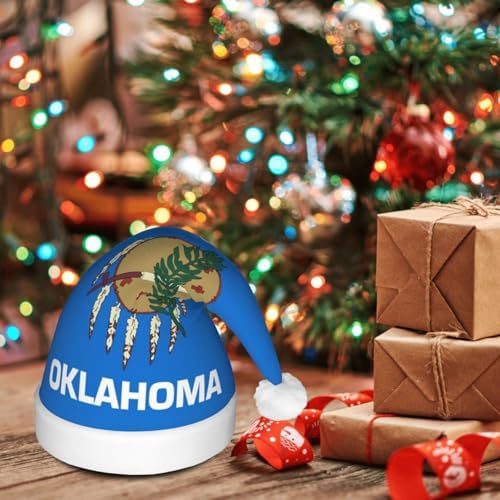 Oklahoma State Flag Christmas Hat with LED Lights 1