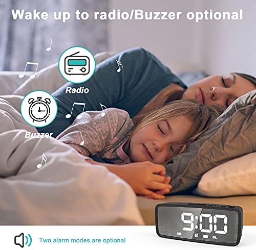 VAUNO Radio Alarm Clock with FM Radio and Adjustable Brightness