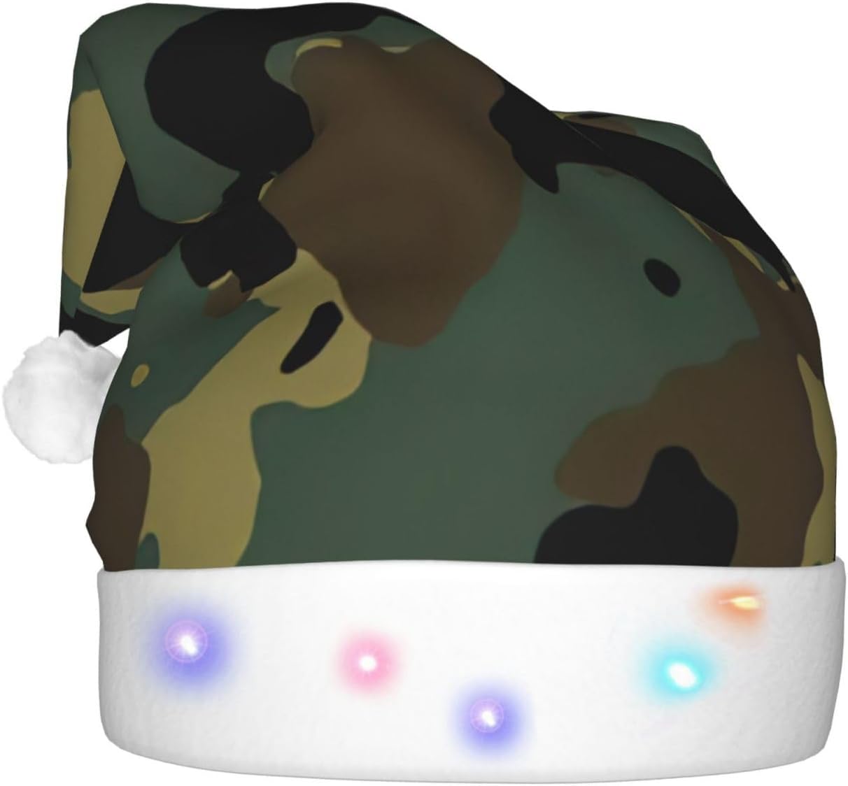 Camouflage Christmas Santa Hat with Light Up LED
