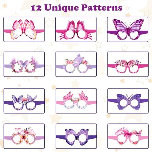 24 Pcs Spring Butterfly Paper Eyeglasses Party Props