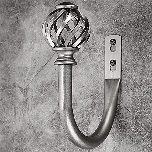 Sumnacon 2Pcs Metal Nest Curtain Holdbacks - Grey