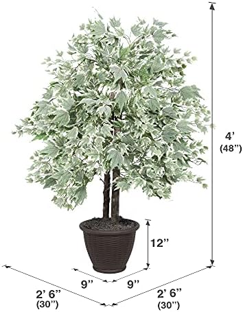 Vickerman 4 Foot Artificial Silver Maple Bush with Brown Container