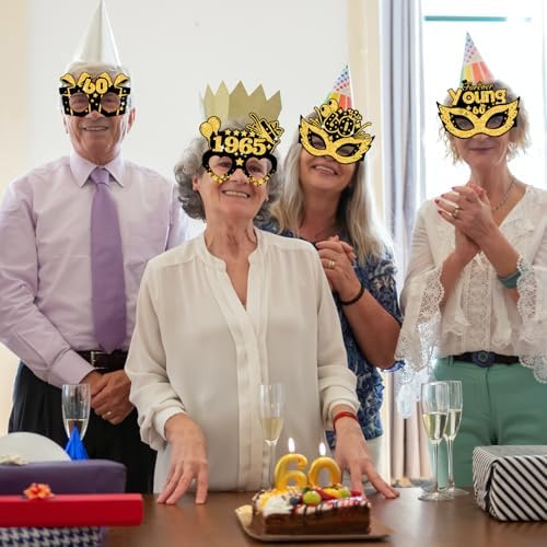 60th Birthday Paper Glasses Decorations 16pcs