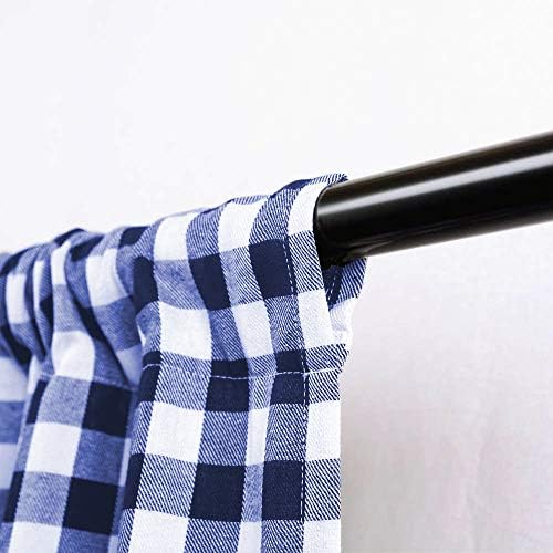 Farmhouse Curtains Buffalo Plaid Swag Pair Navy Blue