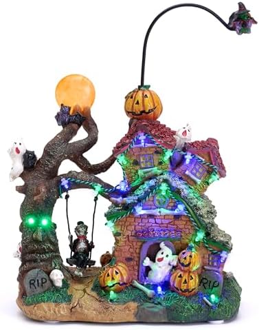 Valery Madelyn Lighted Halloween Village Houses with Music